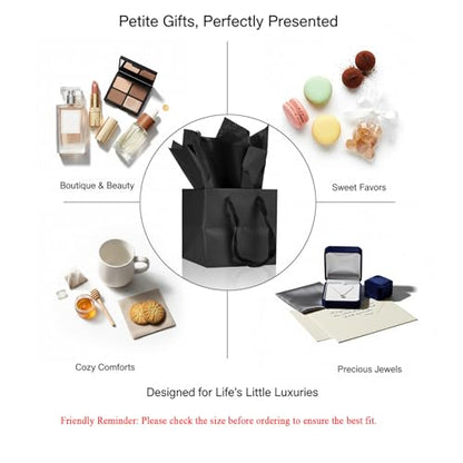 Aosric Black Square Gift Bags with Tissue Paper, 24 Pack 6x6x6 Inch - color: Black