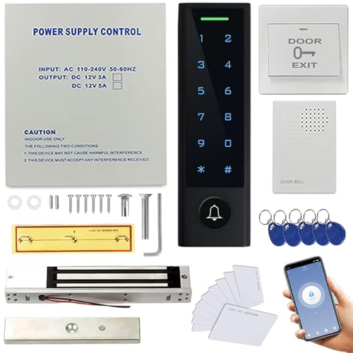 WiFi Remote Manage IP66 Watreproof Access Control Keypad 600lbs Electric Magnetic Lock110-240V Power Supply Box(Support Backup Battery) Smart Phone App Remote ADD/Delete User - style: Mag Lock(Battery Support)