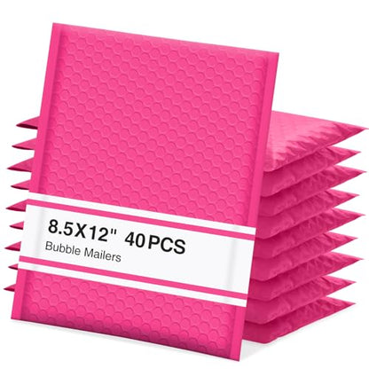 UCGOU Bubble Mailers 8.5x12" 40 Pack Usable Size 8.5x11" Hot Pink Padded - color: Hot Pink, size: 8.5x12" 40PC