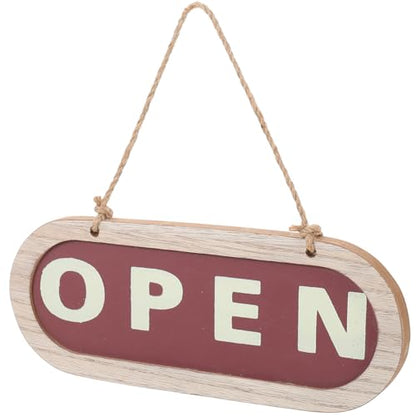 Rustic Wooden Door Sign Double-Sided Open Closed Hanging Plaque