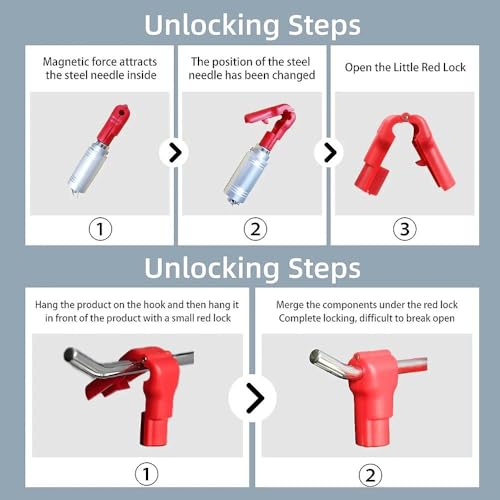 100 Pcs Peg Hook Stop Lock, Prevent The Sweep Theft of Anti-Theft Pegboard Display Products on Wire Peg Plastic Red Security Lock, Retail Shop Anti-Theft Display(4MM)