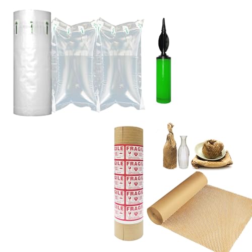 Dish Packing Kit Honeycomb Wrapping Paper and 300 Count Air Pillows for Shipping
