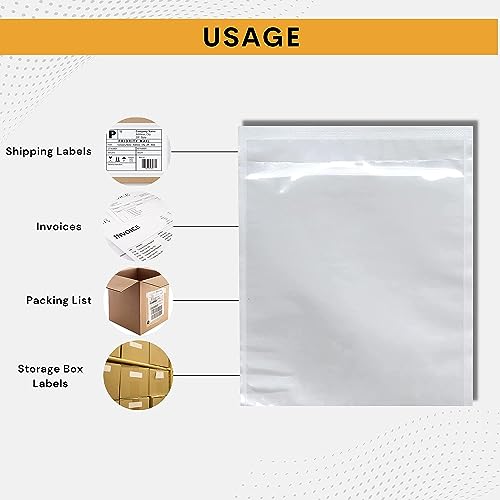500 Pack 6"x10" Shipping Label Sleeves – Clear Self-Adhesive Packing Slip Pouches, Waterproof Packing List Envelopes – Ideal for Shipping Documents, Mailing Labels, Invoices & Packing Slips