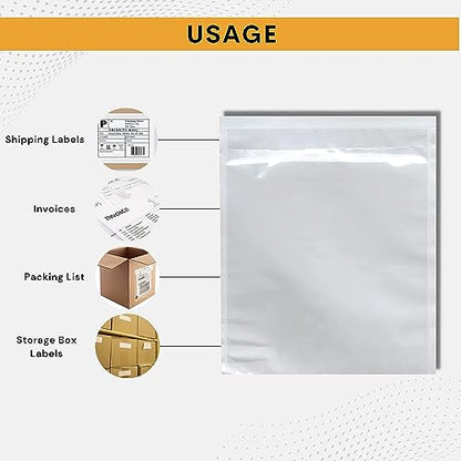 500 Pack 6"x10" Shipping Label Sleeves – Clear Self-Adhesive Packing Slip Pouches, Waterproof Packing List Envelopes – Ideal for Shipping Documents, Mailing Labels, Invoices & Packing Slips