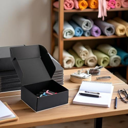 8x6x3 inch Black Shipping Boxes for Small Business- Set of 25 - color: Black, size: 8x6x3