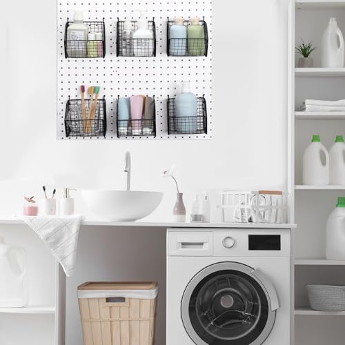 Reallnaive 6 Pack Black Pegboard Baskets 5.1 x 5.1 x 3.5 Inch - color: Black, size: 5.1 x 5.1 x 3.5 Inch