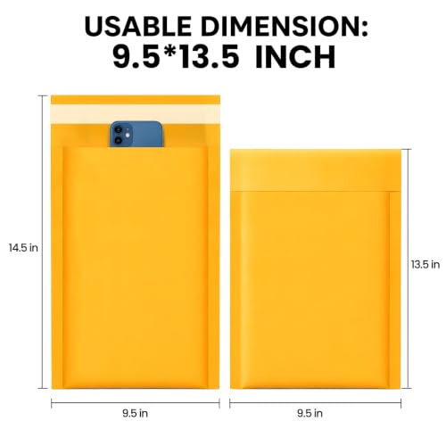 LULUPACK Yellow Kraft Bubble Mailers 9.5x13.5 inch 25 Pack, Lightweight Packaging Padded Mailing Envelopes, Self Seal Kraft Envelopes Shipping Bags for Cosmetics - size: 25 pack, style: 9.5"x13.5"
