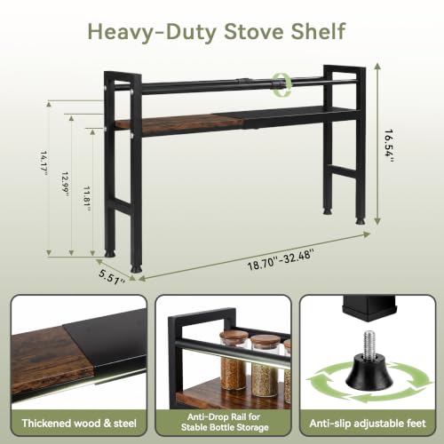 Extendable Over the Stove Shelf, Adjustable Height Over Stove Spice Rack - color: Twist-lock adjustment