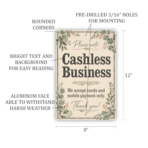 Cashless Business Farmhouse Business Sign - style: Cashless Business