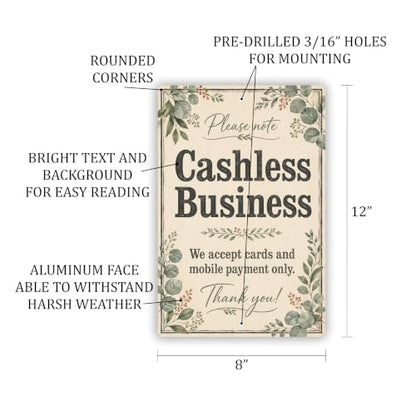 Cashless Business Farmhouse Business Sign - style: Cashless Business