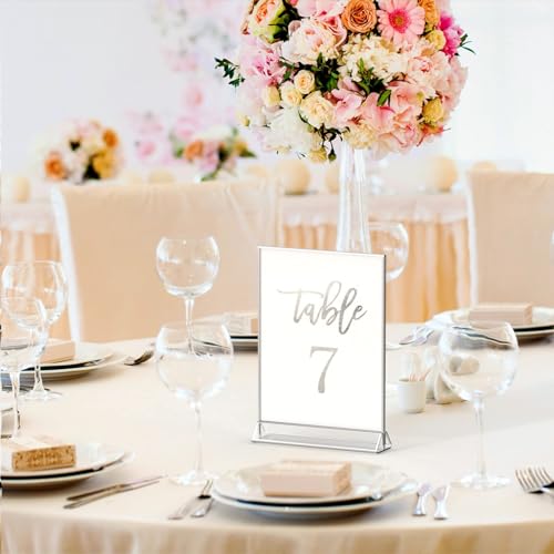 NIUBEE 5x7 Acrylic Sign Holder, Picture Frame, Wedding Table Numbers, 6pack - size: 5x7 6Pack