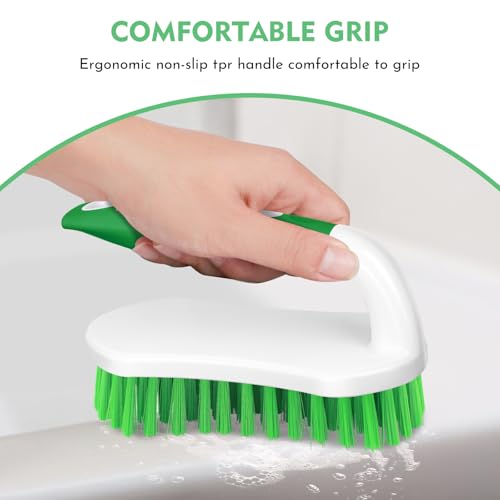 SetSail Scrub Brush, Stiff Bristle Cleaning Scrubber, 4 Pack(Green) - color: Green, size: 4-pack