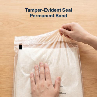11” X 14” (100 Count) Self Seal Clear Poly Bags with Suffocation Warning - size: 11" X 14"