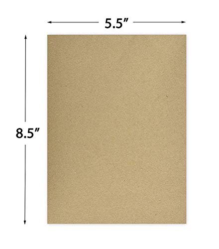 25 Sheets of Chipboard, 30pt (Point) Medium Weight Cardboard .030 Caliper Thickness, Craft and Packing, Brown Kraft Paper Board (8.5 x 5.5) - size: 8.5 x 5.5