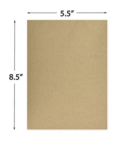 25 Sheets of Chipboard, 30pt (Point) Medium Weight Cardboard .030 Caliper Thickness, Craft and Packing, Brown Kraft Paper Board (8.5 x 5.5) - size: 8.5 x 5.5