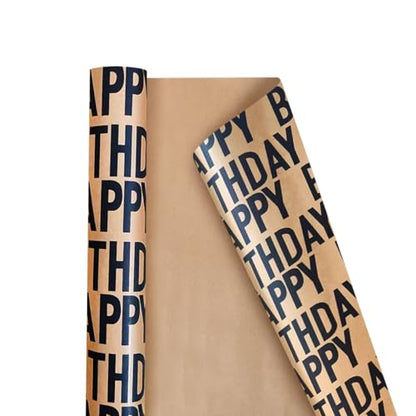 Birthday Wrapping Paper - Perfect for Men Women Brown Kraft Gift Paper - color: Birthday Style B