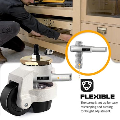 Heavy Duty Wheels, Leveling Stem Casters 4400 Lbs Total Capacity - size: 2.5 INCH