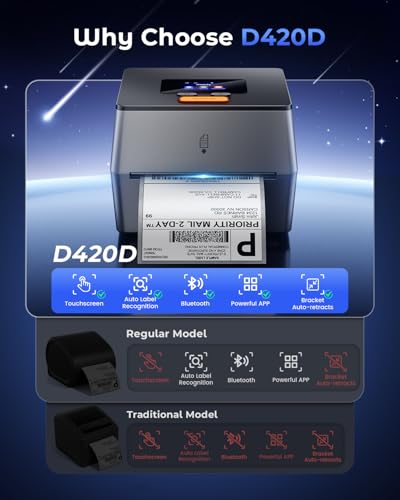 Phomemo Shipping Label Printer with Touchable Screen & Built-in Label Bin - color: Grey