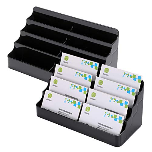 Hipiwe 2-Pack Acrylic Business Card Holder Card for Desk, 8 Pockets - color: Black