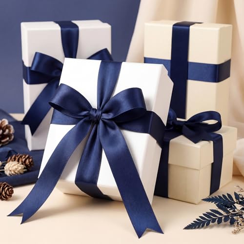 woric Navy Blue Satin Ribbon 1 inch 60 Yards Dark Blue Ribbon - color: Navy Blue