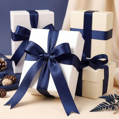 woric Navy Blue Satin Ribbon 1 inch 60 Yards Dark Blue Ribbon - color: Navy Blue