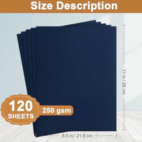 Silunkia 120 Sheets Navy Blue Cardstock 8.5 x 11 Craft Paper 92lb - color: Blue, size: 120 Sheets