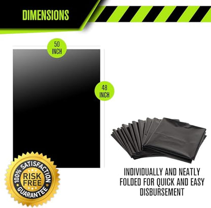 Aluf Plastics 65 Gal Black Heavy Duty Garbage Bags 1.5 Mil - 50"x 48" - Pack of 50 - For Contractor, Outdoor, Construction, & Storage
