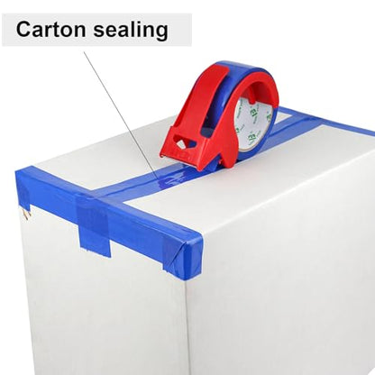 BOMEI PACK 3 Rolls Blue Heavy Duty Packing Tape with red Dispenser, Packaging Tape 1.88 Inches x 55Yards, 2.5mil Industrial Shipping Tape for Moving Shipping, Office & Storage - color: blue