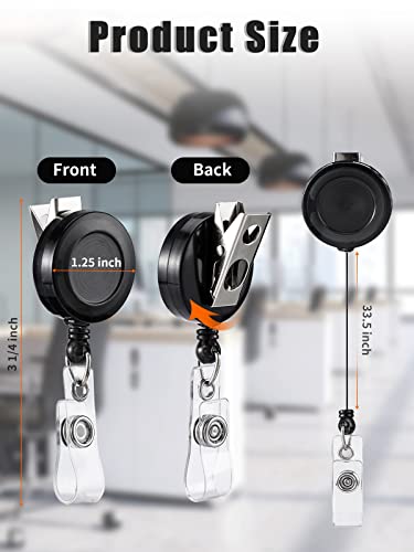 Retractable Badge Reels with Swivel Clip - Bulk Heavy Duty Badge Holders - color: Translucent Black