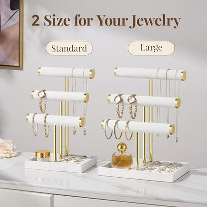 Jewelry Organizer Stand Display, 3 Tier Velvet Bracelet Holder, White - color: White, size: Large