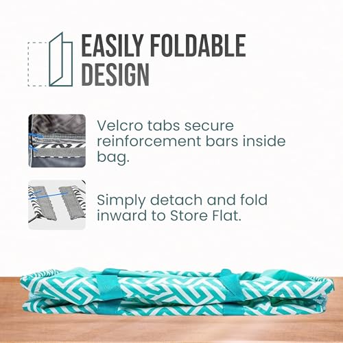 Extra Large Utility Tote Bag - Oversized Collapsible Beach Bag - Geo Teal - color: Geo Teal