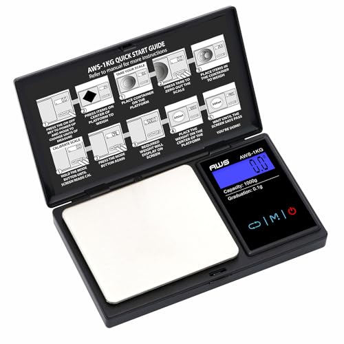 American Weigh Scales Series Digital Pocket Weight Scale 600g x 0.1g |Digital Gram Scale Small Scale Mini Food Scale Jewelry Scale Ounces/Grains Scale, Easy to Carry (Black, 1000g x 0.1g) - color: Black, size: 1000G x 0.1G