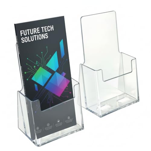 Azar Displays 252012-2PK Acrylic Trifold Brochure Holder Plastic Counter top Organizer 2-Pack, Clear - size: 2-Pack, style: No Business Card Pocket