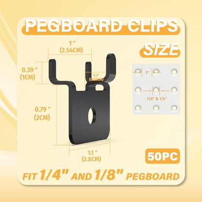 50 PC Prong Metal Pegboard Hooks Black - color: Black