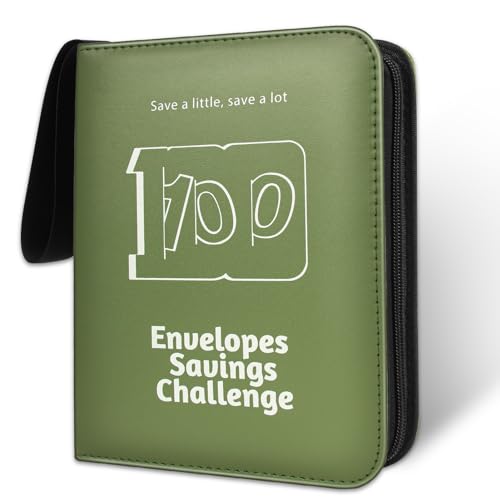 RONMONG 100 Envelopes Challenge Binder, Money Saving Binder, Budget Book - color: Green Style 1