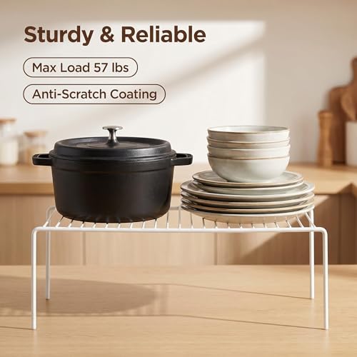 iPEGTOP Large (15.7 x 9.4 Inch) Kitchen Freezer Cabinet Storage Shelf, Set of 4 Rustproof Metal Wire Shelves Spice Shelf Rack Cupboard Organizer for Fridge Pantries Countertops Utensils, White - color: White(set of 4)