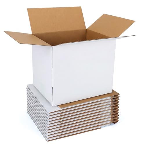 CRUGLA 12x10x10 Shipping Boxes 10 Pack, White Packing Mailing Boxes - size: 12x10x10 Inch 10 Pack