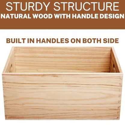 Unfinished Wooden Crates 4 Pack - Nesting Pine Wood Boxes with Handles - color: Unfinished