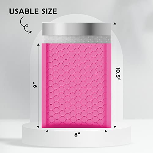 Yens Bulk Hot Pink Poly Bubble Mailers 6x10 250 Pack Usable 6x9 - color: Hot Pink, size: 6" x 10"