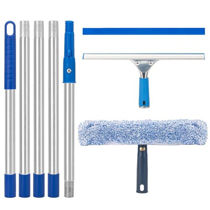 Window Squeegee with Scrubber Kit for Home Glasses Cleaning, 6 Ft Long - size: 6 Ft
