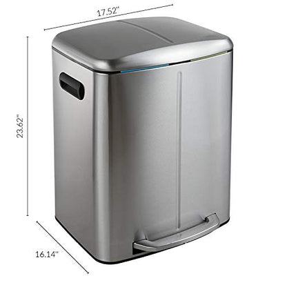 happimess Marco 10.6 Gal Double Bucket Step Trash Can, Platinum Silver - color: Stainless Steel
