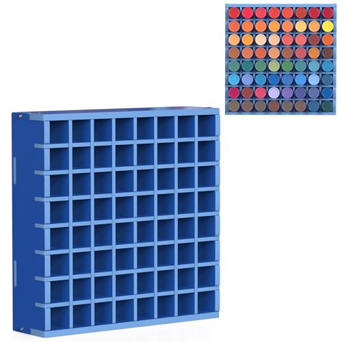 Krafetto 64-Grid Paint Organizer for 2 Oz Bottles, Wall Mount, Blue - color: 1pc blue paint rack