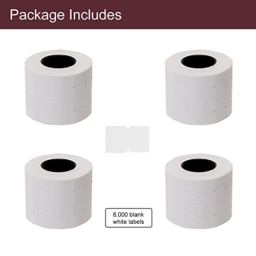 Motex 1 Line White Labels, 8,000 Blank Price and Date Gun Labels, Strong Adhesive Price Gun Labels Compatible with MX-5500 and Perco 1 Line Price and Date Guns, Security Slit Design - color: White, size: 8 Rolls