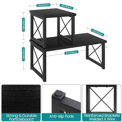 ELITEROO Wood Desktop Shelf, Freestanding Small Bookshelf Organizers - color: Black
