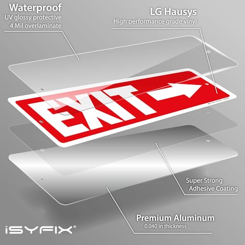 iSYFIX Exit Signs 2 Pack 12x4 Inch with Directional Right Arrows - color: Metal Right, size: 2 Pk 12x4
