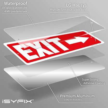 iSYFIX Exit Signs 12 Pack 12x4 Inch with Directional Right Arrows - color: Metal Right, size: 12 Pk 12x4