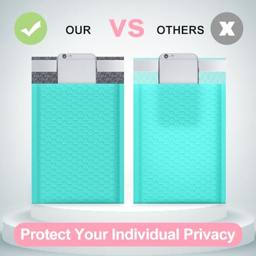 UCGOU Bubble Mailers 4x8" Teal 50 Pack Usable Size 4x7" Padded Envelopes - color: Teal, size: 4x8" 50PC