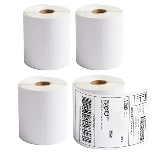 FungLam 4x6 Thermal Labels - 1000 Labels, 4 Rolls Direct Thermal Printer Label, Shipping Labels Compatible with Zebra, Rollo and Most Thermal Printer, Perforated Postage Label Paper, 250 Labels/Roll - size: 4 Rolls
