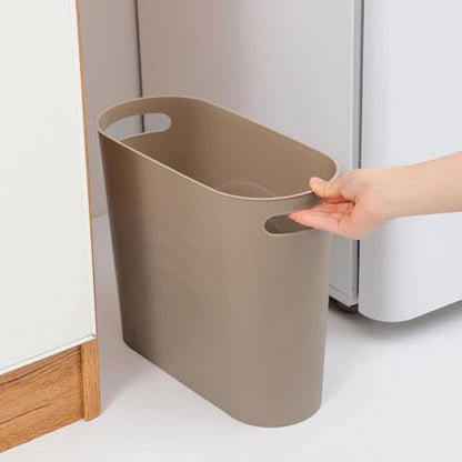 rejomiik Small Bathroom Trash Can, 3.5 Gallon Slim Garbage Can, Khaki - color: Khaki, size: 1 pack