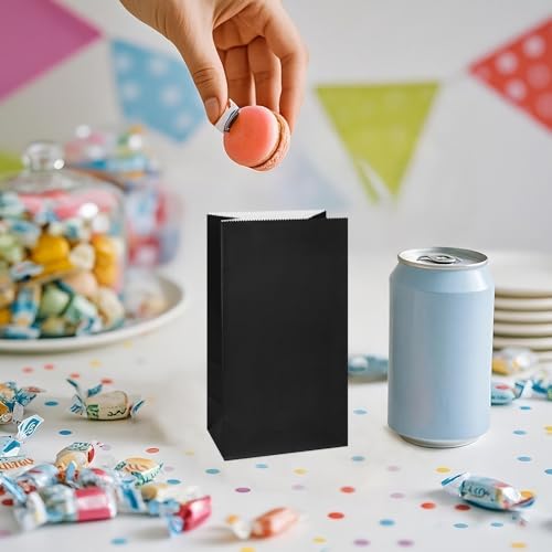 KEYYOOMY Mini Black Paper Bags Paper Lunch Bags (50 CT, 3.5x2.4x7.1 in) - color: Black, size: 3.5x2.4x7.1 in - Mini